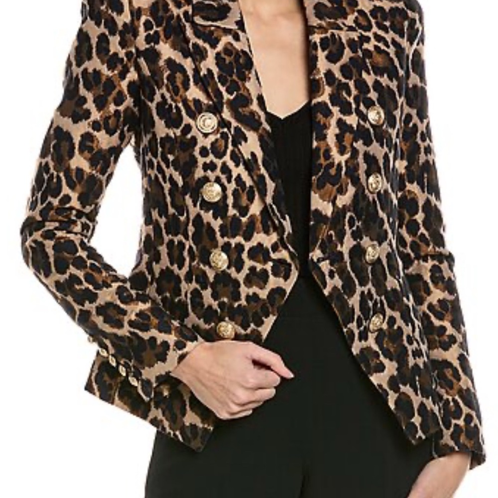 Leopard Print Double-Breasted Women's Jacket Blazer
